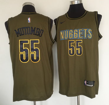 Denver Nuggets #55 Dikembe Mutombo Olive Nike Swingman Jersey