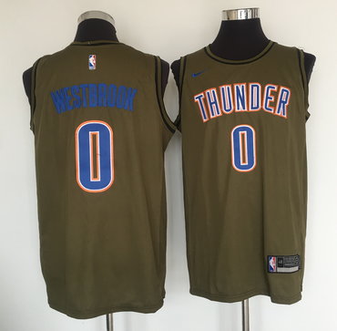 Oklahoma City Thunder #0 Russell Westbrook Olive Nike Swingman Jersey