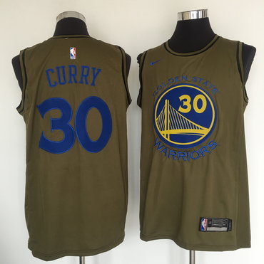 Golden State Warriors #30 Stephen Curry Olive Nike Swingman Jersey