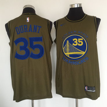 Golden State Warriors #35 Kevin Durant Olive Nike Swingman Jersey