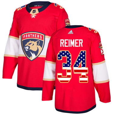 Adidas Florida Panthers #34 James Reimer Red Home Authentic USA Flag Stitched Youth NHL Jersey