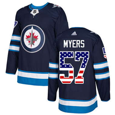 Adidas Winnipeg Jets #57 Tyler Myers Navy Blue Home Authentic USA Flag Stitched Youth NHL Jersey