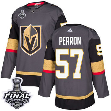 Adidas Golden Knights #57 David Perron Grey Home Authentic 2018 Stanley Cup Final Stitched NHL Jersey