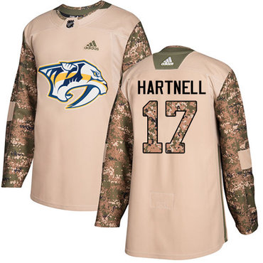 Adidas Nashville Predators #17 Scott Hartnell Camo Authentic 2017 Veterans Day Stitched Youth NHL Jersey