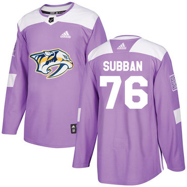 Adidas Nashville Predators #76 P.K Subban Purple Authentic Fights Cancer Stitched Youth NHL Jersey