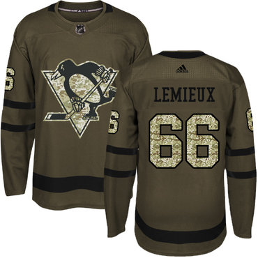 Adidas Pittsburgh Penguins #66 Mario Lemieux Green Salute to Service Stitched Youth NHL Jersey