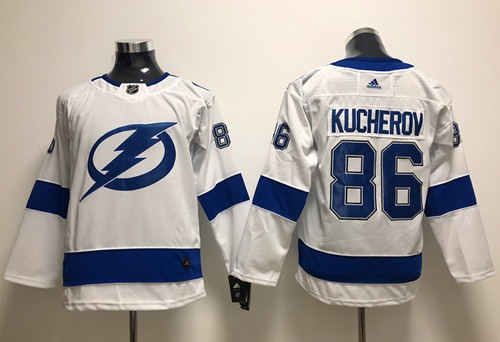 Adidas Tampa Bay Lightning #86 Nikita Kucherov White Road Authentic Stitched Youth NHL Jersey