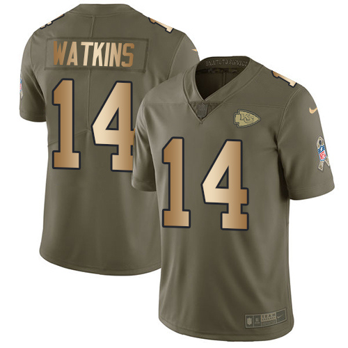 Nike Kansas City Chiefs #14 Sammy Watkins Olive Gold Men's Stitched NFL Limited 2017 Salute To Service Jersey