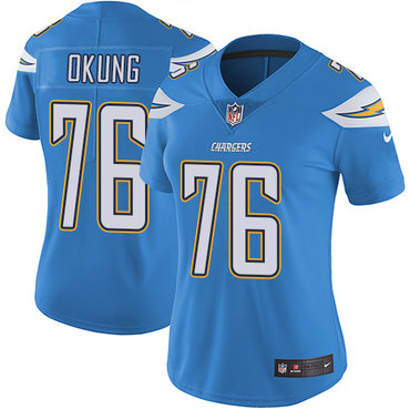 Nike Chargers #76 Russell Okung Electric Blue Alternate Women's Stitched NFL Vapor Untouchable Limited Jersey