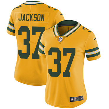 Nike Packers #37 Josh Jackson Yellow Women's Stitched NFL Limited Rush Jersey