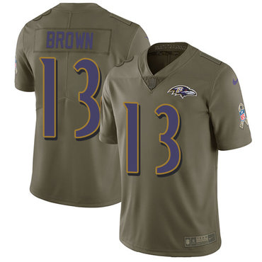 Nike Ravens #13 John Brown Olive Youth Stitched NFL Limited 2017 Salute to Service Jersey