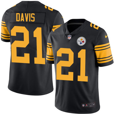 Nike Steelers #21 Sean Davis Black Youth Stitched NFL Limited Rush Jersey