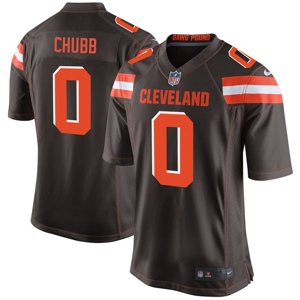 Nike Cleveland Browns #0 Nick Chubb Brown 2018 NFL Draft Pick Elite Jersey