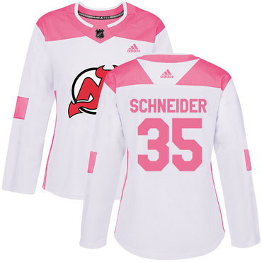 Adidas New Jersey Devils #35 Cory Schneider White Pink Authentic Fashion Women's Stitched NHL Jersey