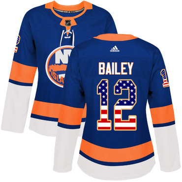 Adidas New York Islanders #12 Josh Bailey Royal Blue Home Authentic USA Flag Women's Stitched NHL Jersey