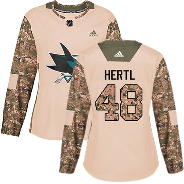 Adidas San Jose Sharks #48 Tomas Hertl Camo Authentic 2017 Veterans Day Women's Stitched NHL Jersey