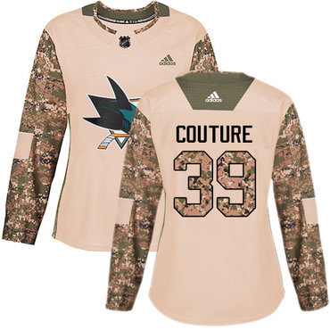 Adidas San Jose Sharks #39 Logan Couture Camo Authentic 2017 Veterans Day Women's Stitched NHL Jersey