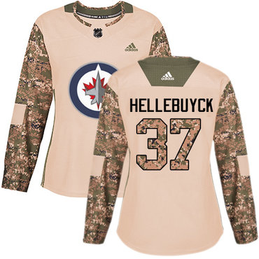 Adidas Winnipeg Jets #37 Connor Hellebuyck Camo Authentic 2017 Veterans Day Women's Stitched NHL Jersey