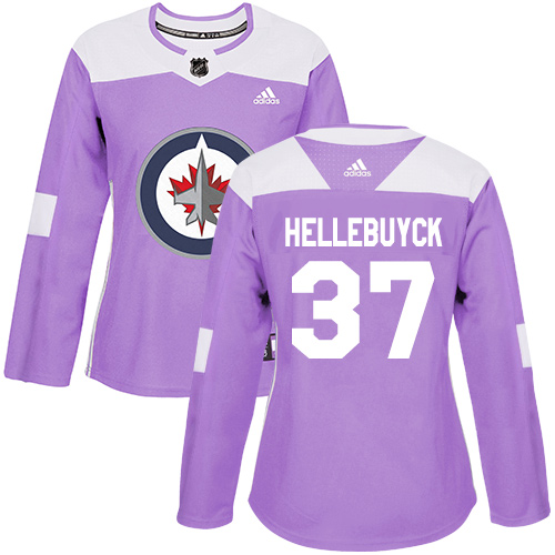 Adidas Winnipeg Jets #37 Connor Hellebuyck Purple Authentic Fights Cancer Women's Stitched NHL Jersey