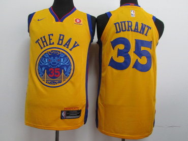 Nike Golden State Warriors #35 Kevin Durant Gold City Edition Authentic Jersey