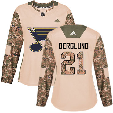 Adidas St.Louis Blues #21 Patrik Berglund Camo Authentic 2017 Veterans Day Women's Stitched NHL Jersey