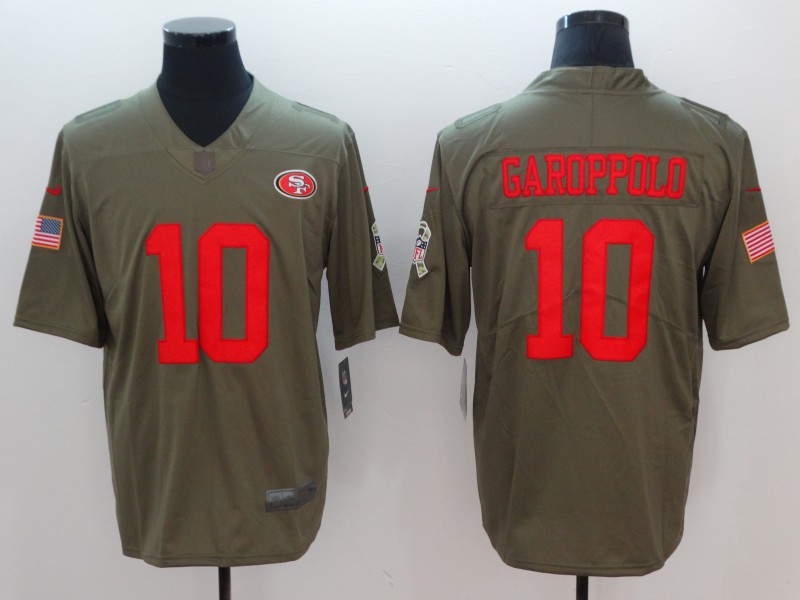 Nike 49ers #10 Jimmy Garoppolo Olive Salute To Service Limited Jersey