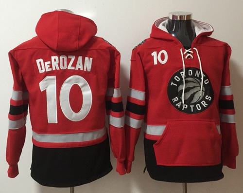 Raptors #10 DeMar DeRozan Red Name & Number Pullover NBA Hoodie