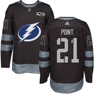 Adidas Lightning #21 Brayden Point Black 1917-2017 100th Anniversary Stitched NHL Jersey