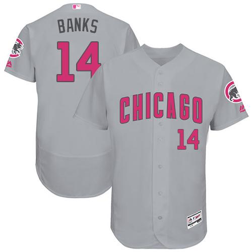 Chicago Cubs #14 Ernie Banks Grey Flexbase Authentic Collection Mother's Day Stitched MLB Jersey