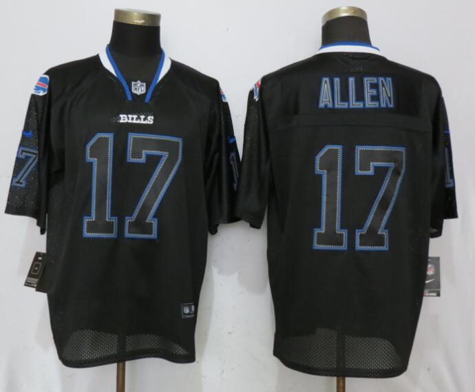 Nike Buffalo Bills #17 Josh Allen Black Lights Out Elite Jerseys