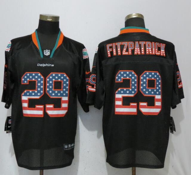 Nike Miami Dolphins #29 Minkah Fitzpatrick Black USA Flag Fashion Elite Jersey