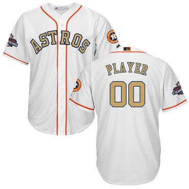 Houston Astros White 2018 Gold Program Men's Customized Cool Base Jersey