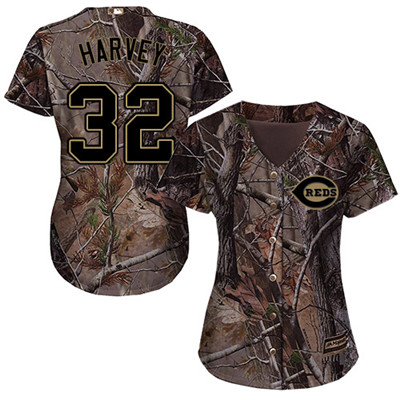 Cincinnati Reds #32 Matt Harvey Camo Realtree Collection Cool Base Women's Stitched Baseball Jersey