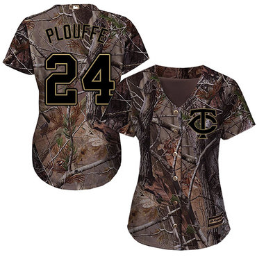 Minnesota Twins #24 Trevor Plouffe Camo Realtree Collection Cool Base Women's Stitched Baseball Jersey