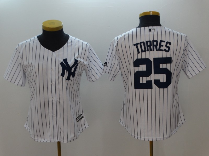 New York Yankees #25 Gleyber Torres White Women Cool Base Jersey