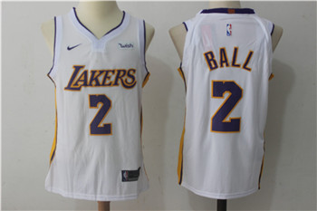 Nike Los Angeles Lakers #2 Lonzo Ball White Nike Stitched NBA Jersey