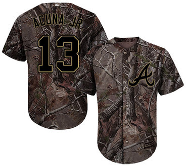 Atlanta Braves #13 Ronald Acuna Jr. Camo Realtree Collection Cool Base Stitched MLB Jersey