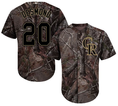 Colorado Rockies #20 Ian Desmond Camo Realtree Collection Cool Base Stitched MLB Jersey