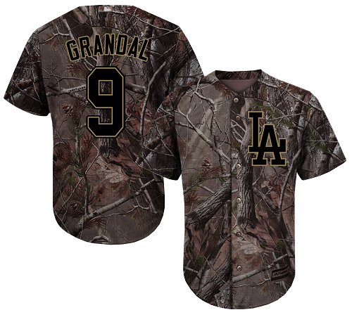 Los Angeles Dodgers #9 Yasmani Grandal Camo Realtree Collection Cool Base Stitched Baseball Jersey