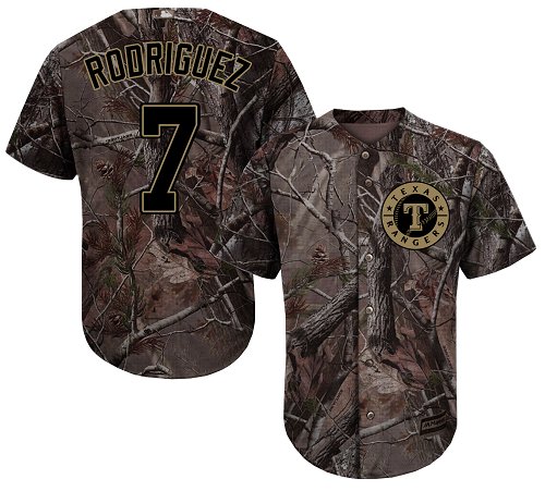 Texas Rangers #7 Ivan Rodriguez Camo Realtree Collection Cool Base Stitched Baseball Jersey