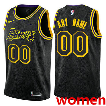 Women's Nike Los Angeles Lakers Customized Swingman Black NBA City Edition Jersey