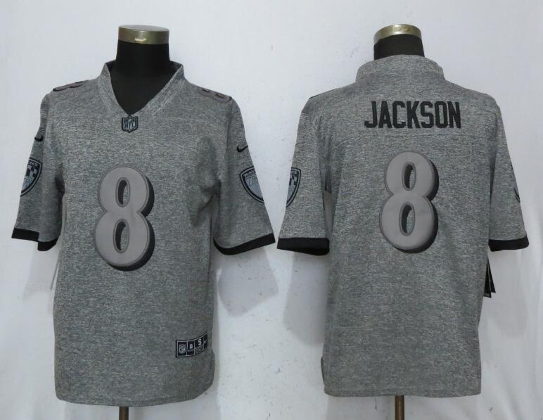 Nike Baltimore Ravens #8 LaMar Jackson Gray Gridiron Gray Vapor Untouchable Limited Jersey