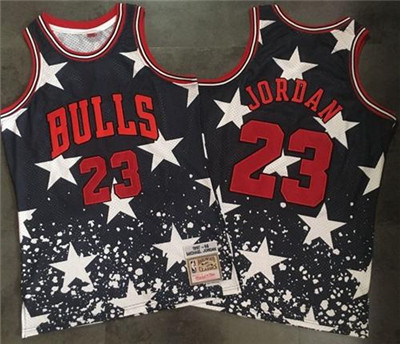 Bulls #23 Michael Jordan Navy Throwback 1997 4th of July Stitched NBA Jersey