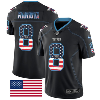 Nike Tennessee Titans #8 Marcus Mariota Black Men's Stitched NFL Limited Rush USA Flag Jersey