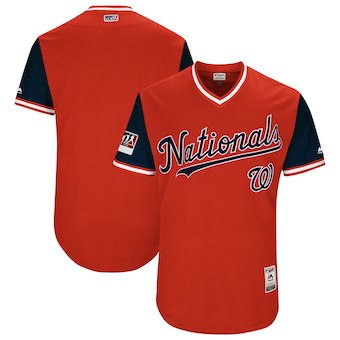 Men's Washington Nationals Blank Majestic Red 2018 Players' Weekend Authentic Team Jersey