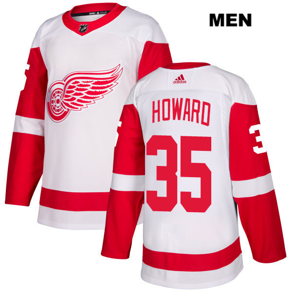 Mens Adidas Detroit Red Wings #35 Jimmy Howard White Away Authentic NHL Jersey