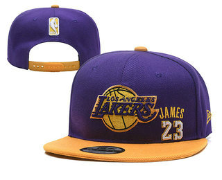 Men's Los Angeles Lakers #23 LeBron James Purple Snapback Ajustable Cap Hat 2