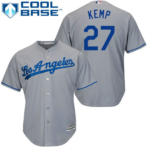 Los Angeles Dodgers 27 Matt Kemp Grey New Cool Base Stitched Baseball Jersey