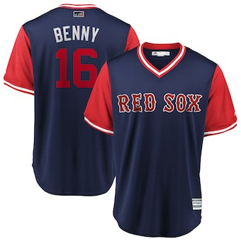 Men's Boston Red Sox 16 Andrew Benintendi Benny Majestic Navy 2018 Players' Weekend Cool Base Jersey