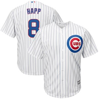 Men's Chicago Cubs 8 Ian Happ Majestic White Cool Base Home Player Jersey